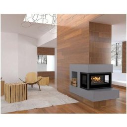 Insert cheminée à bois Holguin avec turbine 12 kW 3 côtés vitrées + 2 bouches recuperateur - Prise
