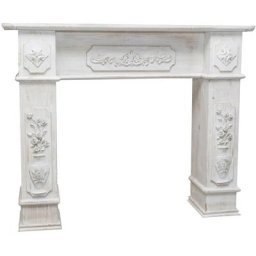 Cadre cheminée en bois finition blanche vieillie aux dimensions L121xPR28xH96 cm