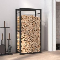 Maisonchic - Portant de bois de chauffage | Porte bûches et range bûches Noir mat 50x28x94 cm Acier