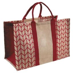 Sac à bûches en jute - Chevron rouge