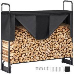 Range Buches Exterieur 132x36x117 cm Abri Bois de Chauffage avec Couverture Impermeable 600D Oxford
