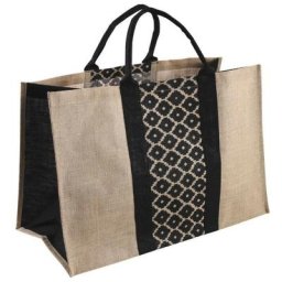 Aubry Gaspard - Sac à bûches en jute noir et beige. Beige. Marque : . Réf. : SBU1200 - Beige