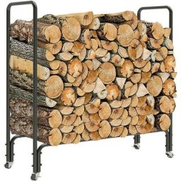 Unho - Chariot Transport Bois de Chauffage Range Buche Interieur Exterieur Porte Buches pour