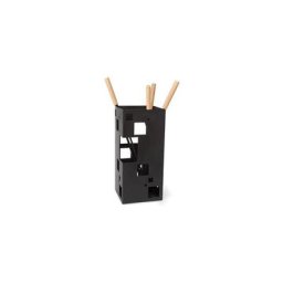 Perel - Ensemble de cheminée - 18 x 18 x 39 cm - Noir - 4 pièces