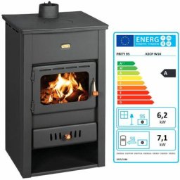 Poêle à bois pour chauffage central. Poêle à combustible solide avec chaudière intégrée. Puissance