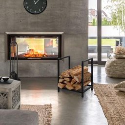 Ml-design - tagère de cheminée support acier bois de chauffage porte-bûches 40x50x30 cm