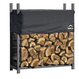 Shelterlogic - acier Étagère à bois pour cheminée Stockage de bois avec couverture noire 36x120x119