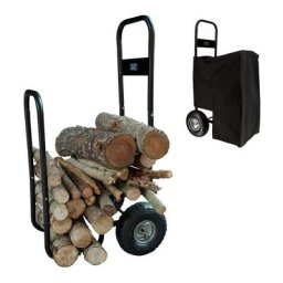 Oxeo - Chariot à bûches à roulettes - adapté aux bûches de 33 et 50 cm - charge max 150kg - bâche