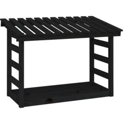 Support pour bois de chauffage Noir 108x64,5x78 cm Bois de pin vidaXL - Noir