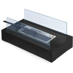 Cheminée éthanol de table portable rectangulaire 2 panneaux en verre pour intérieur extérieur poêle