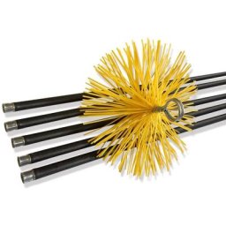 Kit de ramonage conduits gainés Brosse hérisson synthétique 7 mètres en 5 cannes de 1,40 m - ø 250