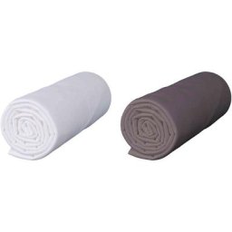 Lot de 2 draps housses bébé jersey bio blanc et taupe 60x120 cm - Blanc