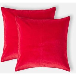 Homescapes - Lot de 2 Housses de coussin en velours Rouge, 40 x 40 cm - Rouge