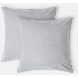 Lot de 2 Housses de coussin en velours Gris clair, 40 x 40 cm - Gris clair - Homescapes