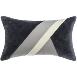 Atmosphera - Coussin Velours Coton Patch Gris créateur d'intérieur - Gris
