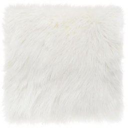 Atmosphera - Coussin déhoussable fourrure - 40 x 40 cm - Ivoire - Livraison gratuite - Blanc