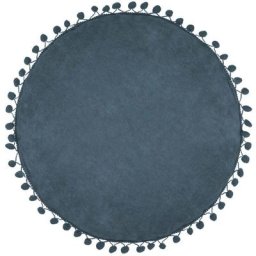 Coussin à pompons bleu canard D40cm - Atmosphera créateur d'intérieur - Bleu canard