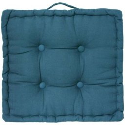 Atmosphera - Coussin de sol bleu canard 40X40 créateur d'intérieur - Bleu canard