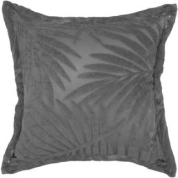 Coussin feuille gris foncé en velours cut 45x45cm Atmosphera créateur d'intérieur - Gris foncé