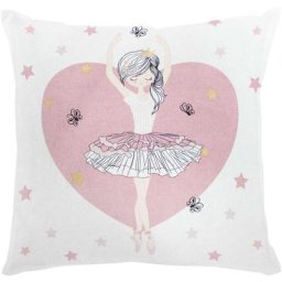 Homemaison - Coussin déhoussable danseuse étoile Blanc/Rose 40 x 40 cm - Blanc/Rose