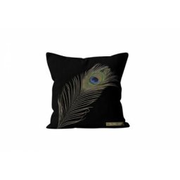 Soleil D'ocre - Housse de coussin coton 40X40 paon - Noir