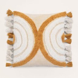 Sklum - Coussin Carré en Coton (45x45 cm) Wylla Blanc - Moutarde - Blanc - Moutarde