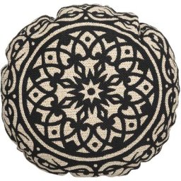Atmosphera - Coussin de sol rond Nomade - coton - beige & noir D50 cm créateur d'intérieur - Noir