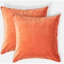 Homescapes - Lot de 2 Housses de coussin en velours Orange, 40 x 40 cm - Orange