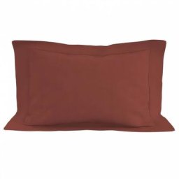 Soleil D'ocre - Taie d'oreiller en coton 57 fils 50x70 cm uni brique, par Brique