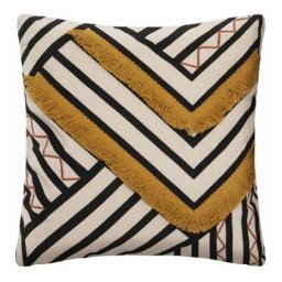 Atmosphera - Housse de Coussin Déco Etnik 40x40cm Noir & Ocre