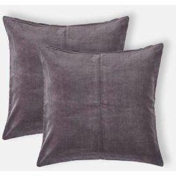 Lot de 2 Housses de coussin en velours Gris foncé, 40 x 40 cm - Gris foncé - Homescapes