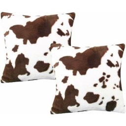Lot de 2 housses de coussin en peluche douce avec motif peau de vache pour canapé, lit, voiture,