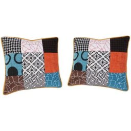 The Home Deco Factory - Coussin patchwork en tissu déhoussable 40x40 cm (Lot de 2)