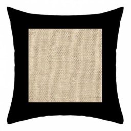 Soleil D'ocre - Coussin en coton lavé 40x40 cm jute noir, par Noir