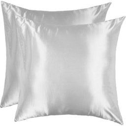 Taie d'oreiller Satin 60x60 Lot de 2 Lisse Elégant Housse Oreiller Carré Fermeture Eclair Maison