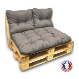 Kit coussins palette gris anthracite pour canapé euro palettes 120x80 cm - épaisseur 17 cm