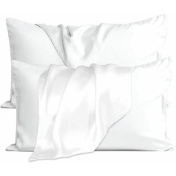 2 pièces 50x75cm taie d'oreiller en soie pour les cheveux et la peau. Housse de coussin zippée