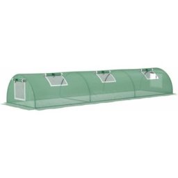 Mini serre de jardin serre à tomates dim. 300L x 80l x 45H cm acier pe 5 fenêtres zippées