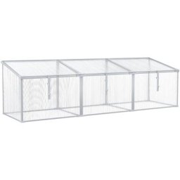 Mini serre de jardin serre à tomates 181L x 51l x 51H cm 3 pannneaux toits ouvrables alu.