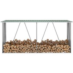 Grosmonde - 330 x 84 x 152 cm Abri de Stockage de Bois Chauffage Acier Galvanisé Jardin Vert