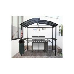 Carport pour barbecue à double toit en acier 2,63 x 1,50 x 2,40 m gris anthracite - CAR2415AC