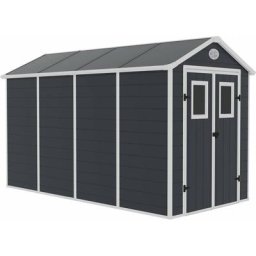 Abri de jardin résine Texas - 6.88 m² - kit d'ancrage inclus - Anthracite