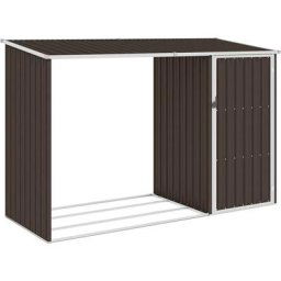 Grosmonde - Range-buches Abri à Bois de Jardin Acier Galvanisé Hangar Stockage 245 x 98 x 148/159 cm