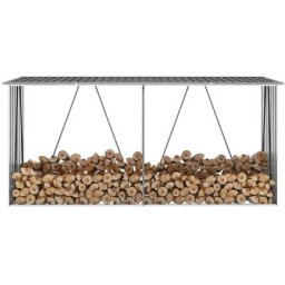 Grosmonde - 330 x 84 x 152 cm Abri de Stockage de Bois Chauffage Acier Galvanisé Jardin Anthracite