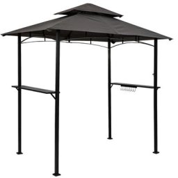 Pavillon barbecue 240 x 150 x 245 cm avec toit à double couche en polyester, structure en acier