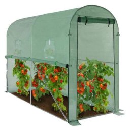 Idmarket - Serre à tomates relevable 3 M² verte 2 fenêtres avec moustiquaire et porte zippée - Vert
