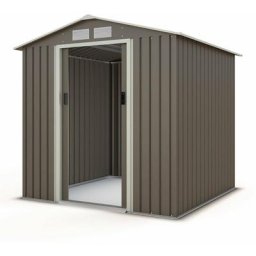 Trigano - Abri de jardin métal gris/vert 3,26 m² + kit d'ancrage - Gris