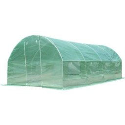 Serre de Jardin Tunnel 18m², Armature en Acier&Tissu en pe, avec 8 Fenêtres Porte à Glissière,