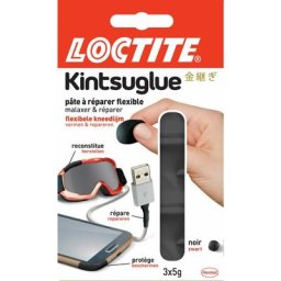 Kintsuglue Pâte à réparer multi-usages Noir, Pâte modelable qui répare, fixe, reconstitue la