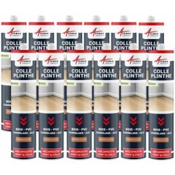 Arcane Industries - Colle plinthe bois et carrelage pose facile - 290 ml x 12 - Terre Cuite - Terre